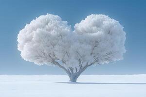 Heart-Shaped Frosty Tree in Winter Landscape for Nature Photography and Winter Themes photo