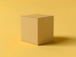 A cardboard box sitting on a yellow background photo