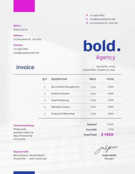 Digital Marketing Agency Invoice