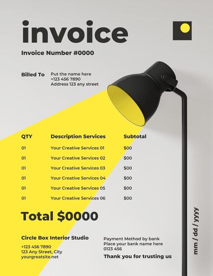 Modern Creative Interior Invoice Template