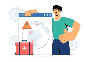Emergency Plan Illustration Featuring Community Disaster Readiness and Safety Awareness vector