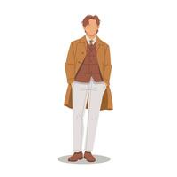 hermoso hombre posando con elegante trajes plano diseño vector