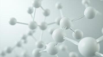 Close-up of white molecular structure with blurred background photo