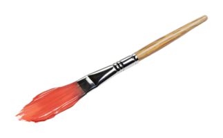 en bois manipuler pinceau avec rouge peindre accident vasculaire cérébral sur poils, Couper en dehors png
