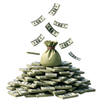 luxe et richesse argent sac sur piles de en espèces pour affaires la finance png