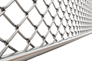 gedetailleerd visie van een metalen keten koppeling hek met een Doorzichtig achtergrond png