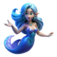 extraordinario creativo un agraciado sirena con fluido azul pelo y un fascinante voz, atrayendo marineros a su condenar, iluminado por el luz de la luna. oscuro fantasía estilo alto resolución png
