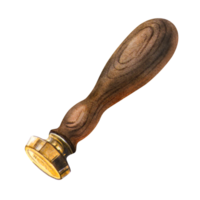 la cire joint timbre outil avec une en bois manipuler dans ancien style. charmant dessiné à la main illustration pour classique des lettres, loi et Sécurité symbole et signe, scrapbooking, artisanat ou rétro projets. png