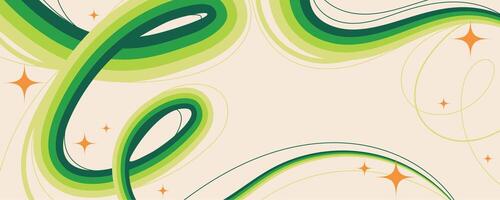 Whimsical Colorful Squiggle Lines with Swirls and Sparkles on Light Canvas. Magical and dreamy background with fluid curves, glittering details perfect for web, cards, groovy banners vector
