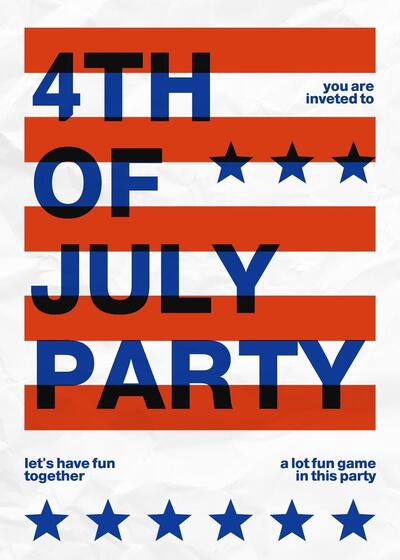 Red and Blue 4th Of July Invitation Party Template