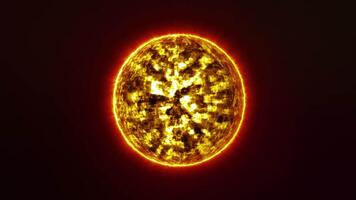 orange är henne energi sfärer. ljus orange Sol med eldig explosioner. de Sol avger strålnings strålar video