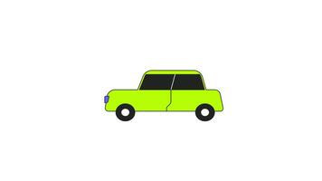 het rijden retro sedan groen auto kant visie 2d tekenfilm voorwerp animatie. vervoer. stad voertuig woon-werkverkeer. vervoer en stedelijk auto- geanimeerd vlak kleurrijk item 4k geïsoleerd Aan wit video