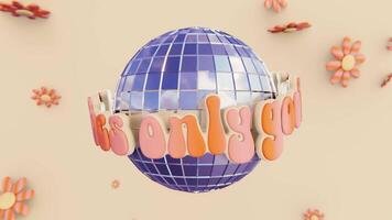 Summer 3D horizontal backgrounds falling flower sparse daisy hippie disco ball infographic good vibes trendy retro vintage vibe cool groovy doodle cartoon loop animation poster club rave relax sun video